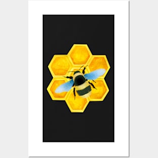 Cute Bumble Bee on Honeycomb Posters and Art